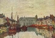 Eugene Boudin Kanal in Bruxelles oil on canvas